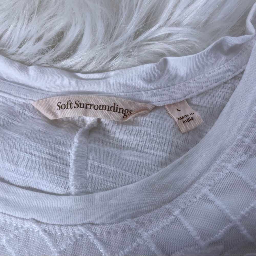 Soft Surroundings White Battenberg Lace Sleeveless Tank Top - Picture 3 of 11